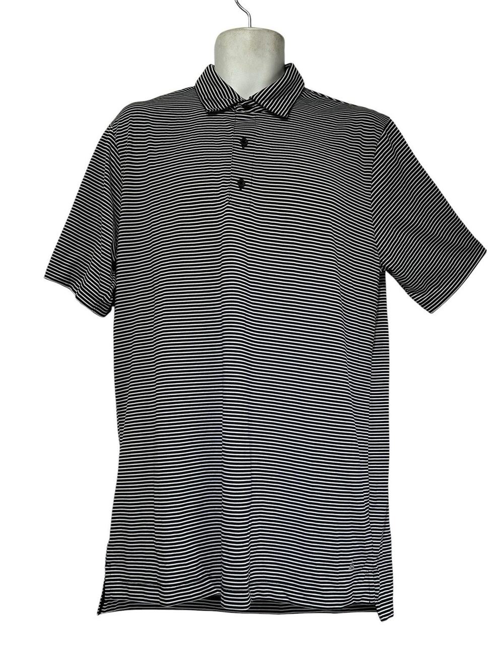 American Tall Performance Black Striped Polo Shirt Mens LT Moisture Wicking